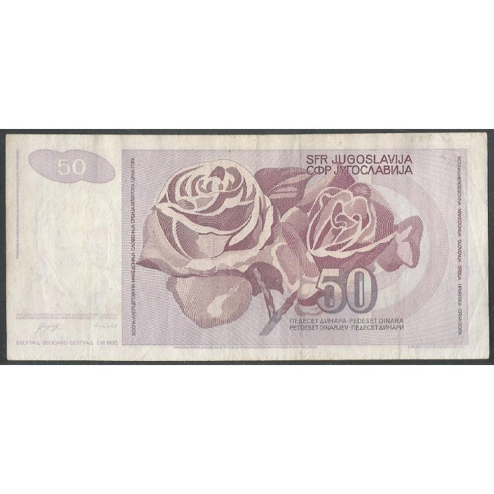 Yugoeslavia 50 Dinara 1 Jun 1990 P104 reverso
