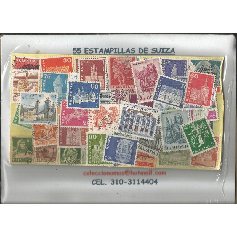 Suiza, 55 estampillas usadas