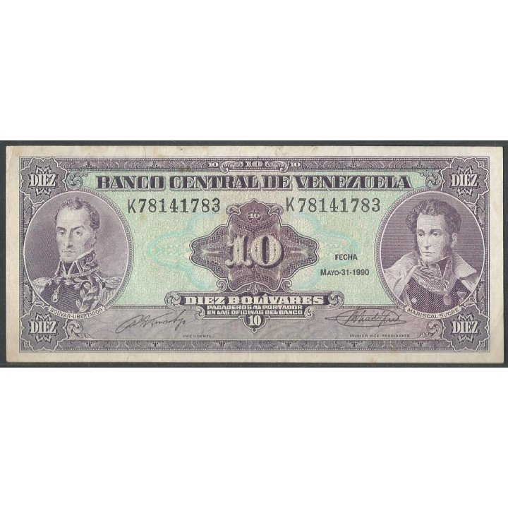 Venezuela 10 Bolivares 31 May 1990 K8 P61b