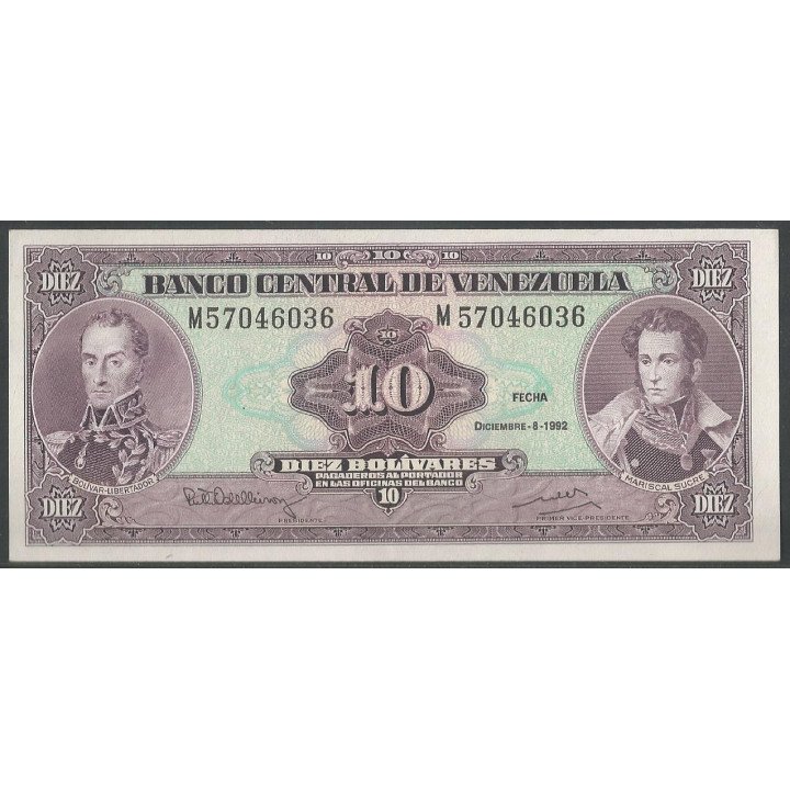 Venezuela 10 Bolivares 8 Dic 1992 M8 P61c