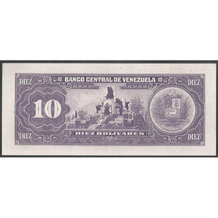 Venezuela 10 Bolivares 8 Dic 1992 M8 P61c reverso
