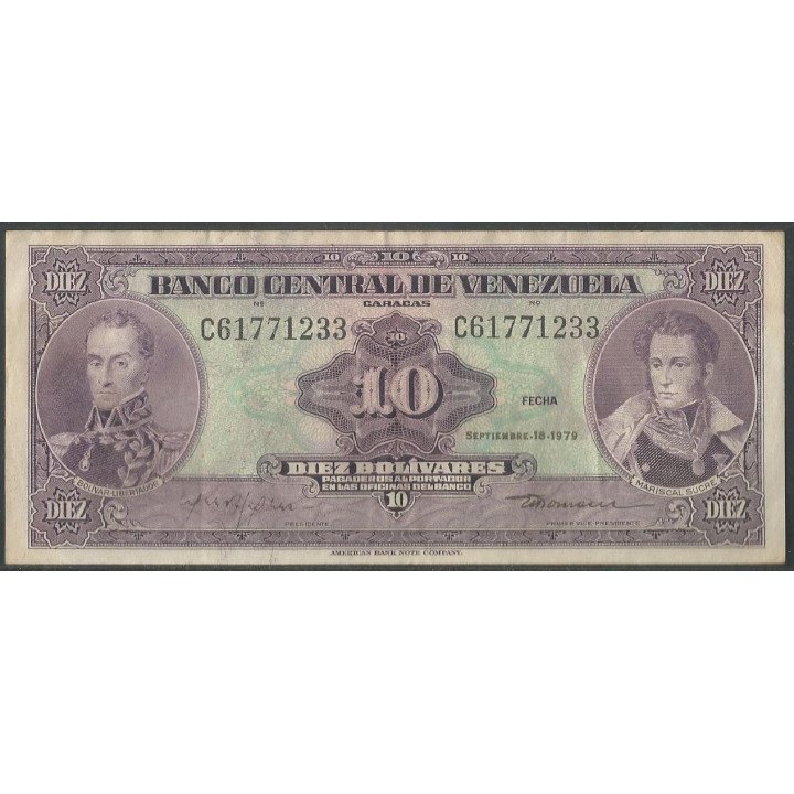 Venezuela 10 Bolivares 18 Sep 1979 C8 P51g