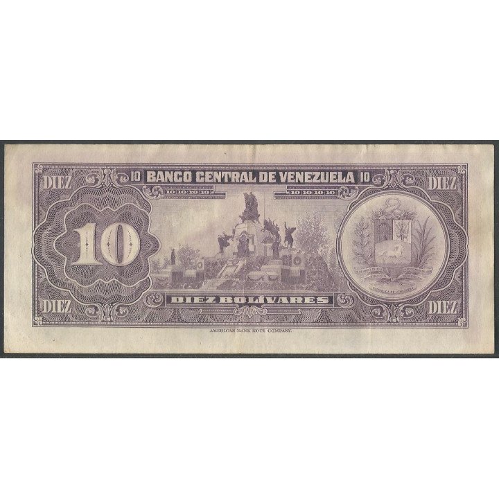 Venezuela 10 Bolivares 18 Sep 1979 C8 P51g reverso