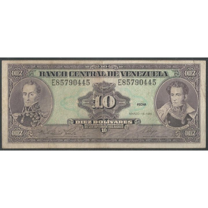 Venezuela 10 Bolivares 18 Mar 1986 E8 P61a