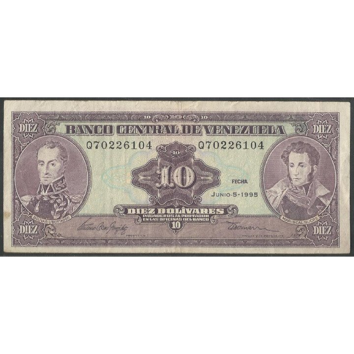 Venezuela 10 Bolivares 5 Jun 1995 Q8 Dig P61d