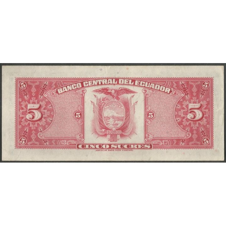 Ecuador 5 Sucres 20 Abr 1983 HY P108b reverso