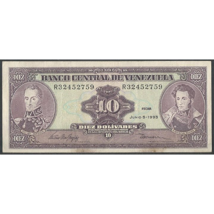 Venezuela 10 Bolivares 5 Jun 1995 R8 Dig P61d