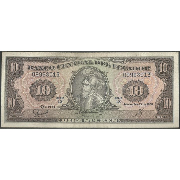 Ecuador 10 Sucres 22 Nov 1988 LS P121