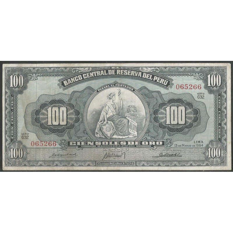 Peru, 100 Soles 13 Mar 1964 P86a