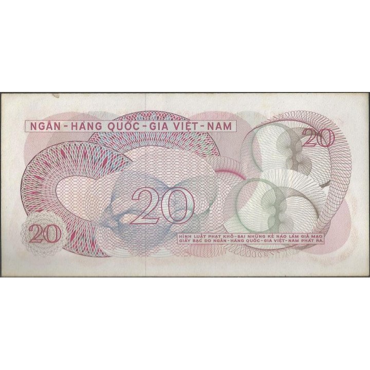 Vietnam Sur 20 Dong ND1969 P24a reverso