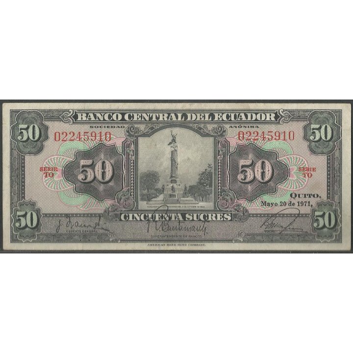Ecuador 50 Sucres 20 May 1971 TO P104b