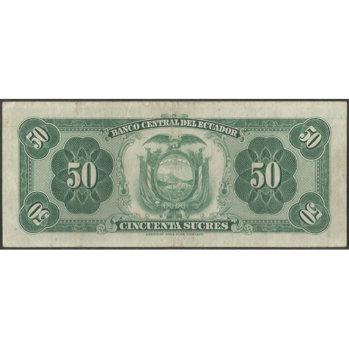 Ecuador 50 Sucres 20 May 1971 TO P104b reverso