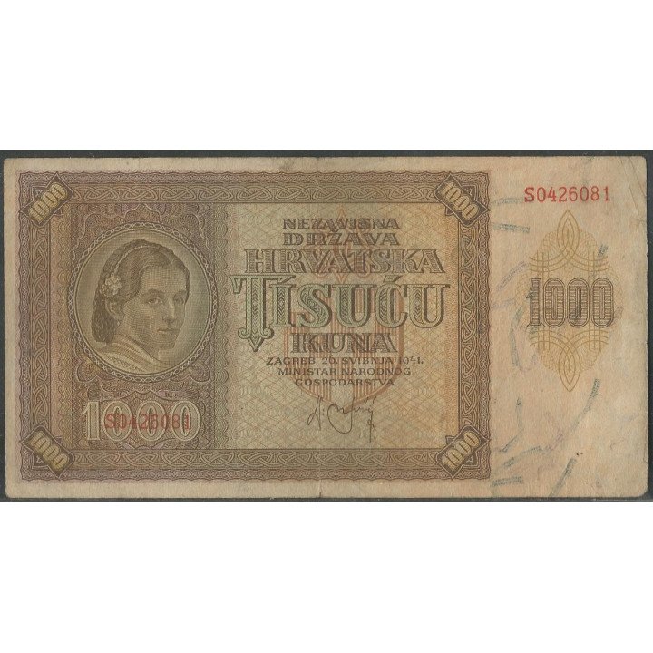 Croacia 1.000 Kuna 26 May 1941 P4a