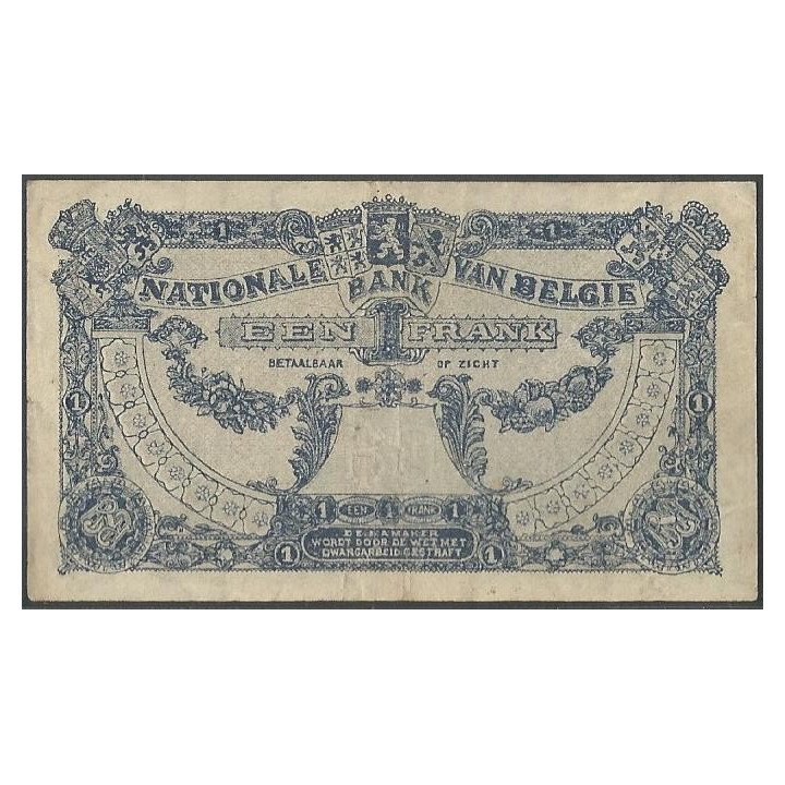 Belgica 1 Franc 30 Sep 1920 P92 reverso