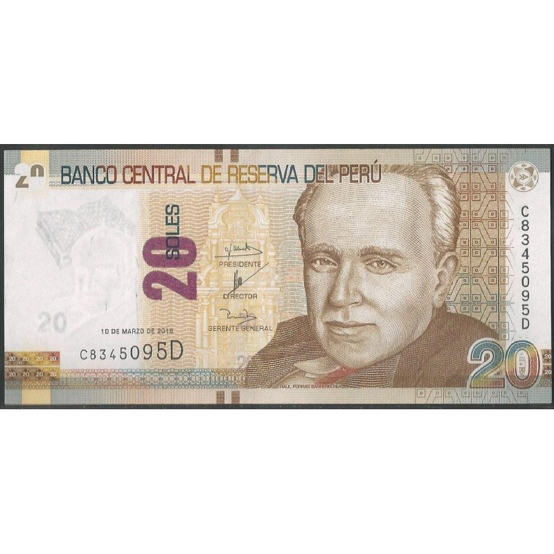 Peru, 20 Soles 10 Mar 2016 P193