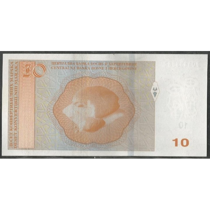 Bosnia & Herzegovina 10 Markka Convertible 2012 P81a reverso