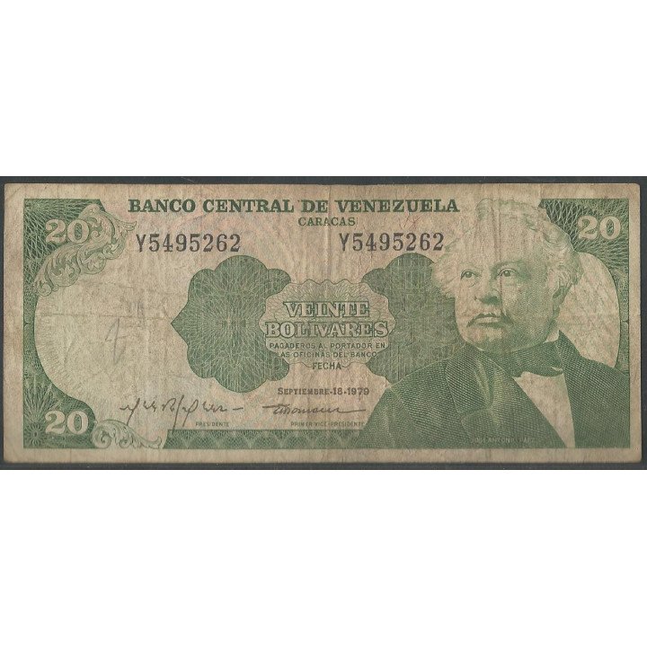 Venezuela 20 Bolivares 18 Sep 1979 Y 7 Dig P53c
