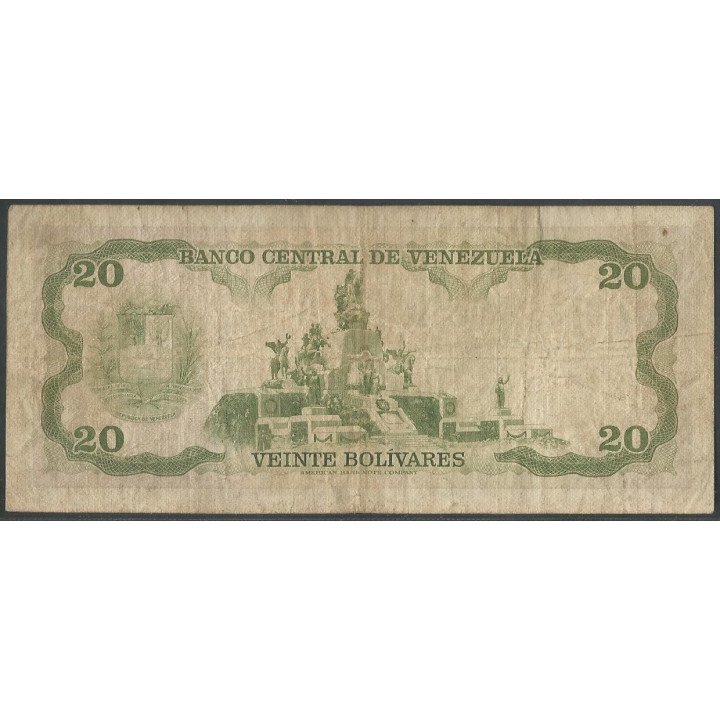 Venezuela 20 Bolivares 18 Sep 1979 C 8 Dig P53c reverso