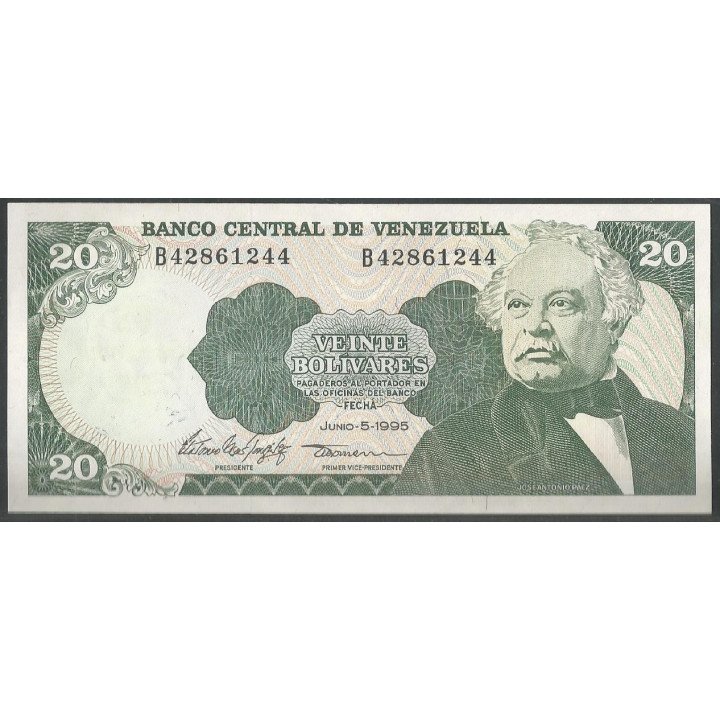 Venezuela 20 Bolivares 5 Jun 1995 B 8 Dig P63e