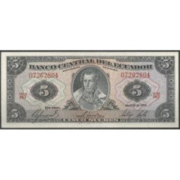 Ecuador 5 Sucres 29 Abr 1977 HO P108a