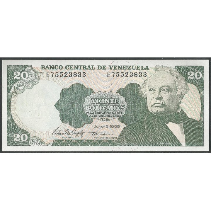 Venezuela 20 Bolivares 5 Jun 1995 E 8 Dig P63e