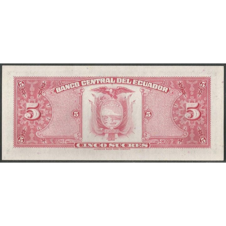Ecuador 5 Sucres 29 Abr 1977 HO P108a reverso