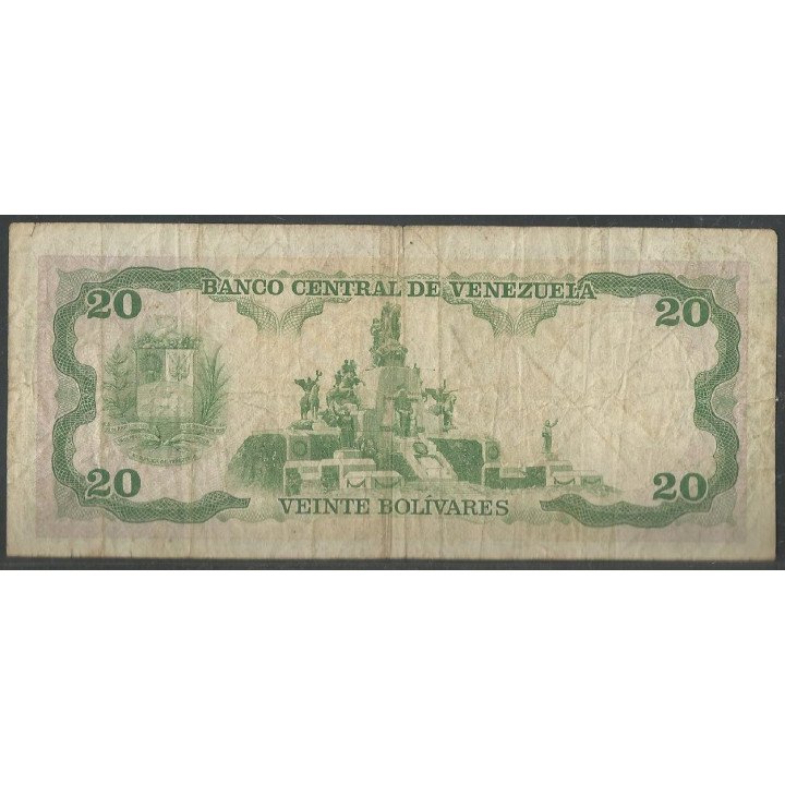 Venezuela 20 Bolivares 31 May 1990 D 8 Dig P63c reverso