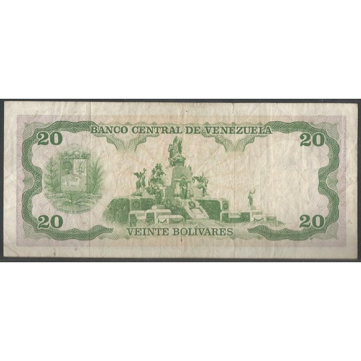 Venezuela 20 Bolivares 31 May 1990 S 8 Dig P63c reverso
