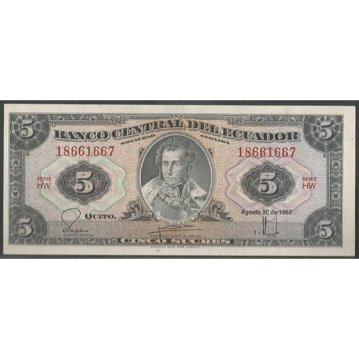 Ecuador 5 Sucres 20 Ago 1982 HW P108b