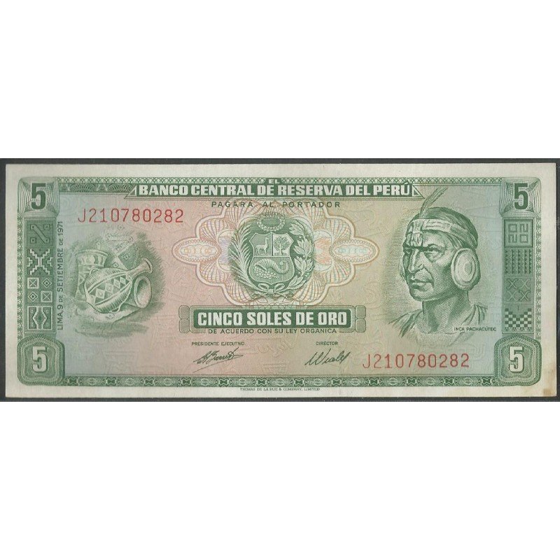 Peru, 5 Soles 9 Sep 1971 P99b