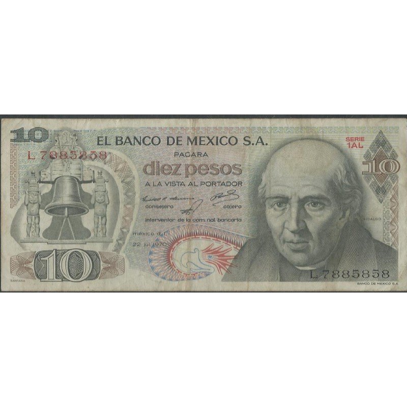Mexico, 10 Pesos 22 Jul 1970 Serie 1AL P63c