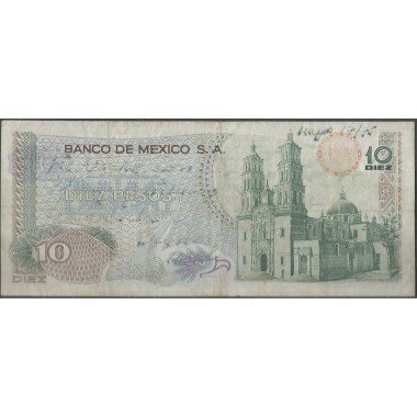 Mexico, 10 Pesos 16 Oct 1974 Serie 1CJ P63g