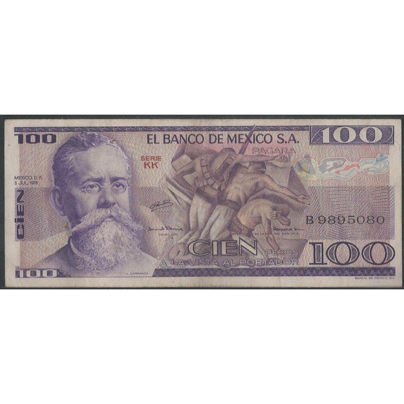 Mexico, 100 Pesos 5 Jul 1978 Serie KK P66a