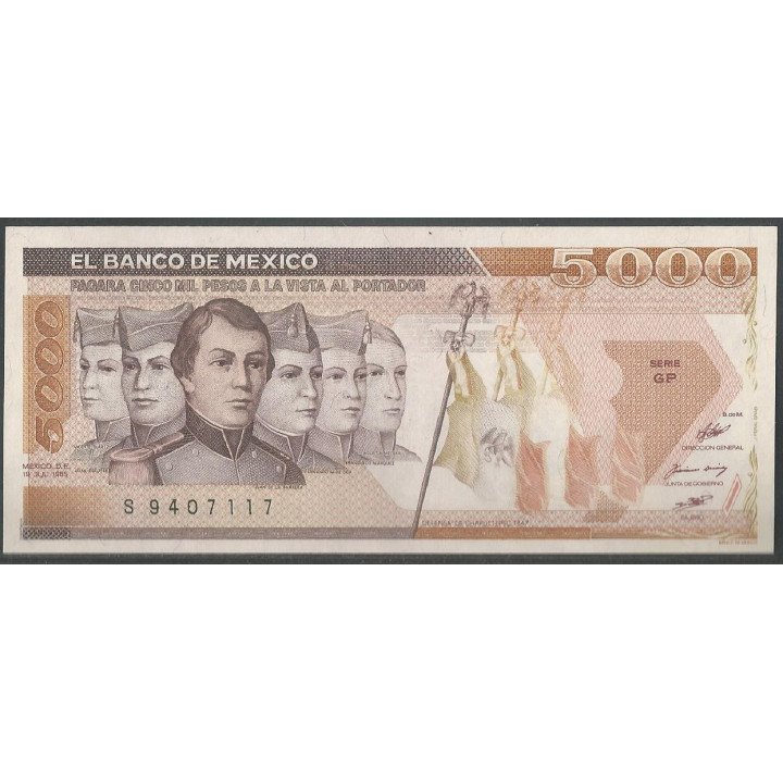 Mexico 5.000 Pesos 19 Jul 1985 Serie GP P88a