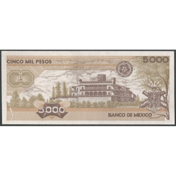 Mexico 5.000 Pesos 19 Jul 1985 Serie GP P88a reverso