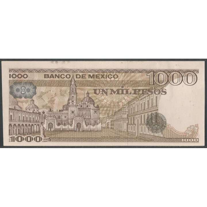 Mexico 1000 Pesos 7 Ago 1984 Serie VF P80b reverso