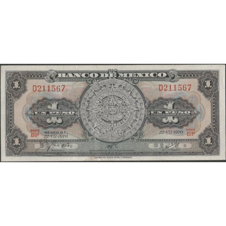 Mexico 1 Peso 22 Jul 1970 Serie BIP P59l