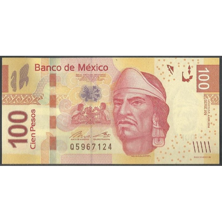 Mexico 100 Pesos 4 Abr 2014 Serie AN P124an