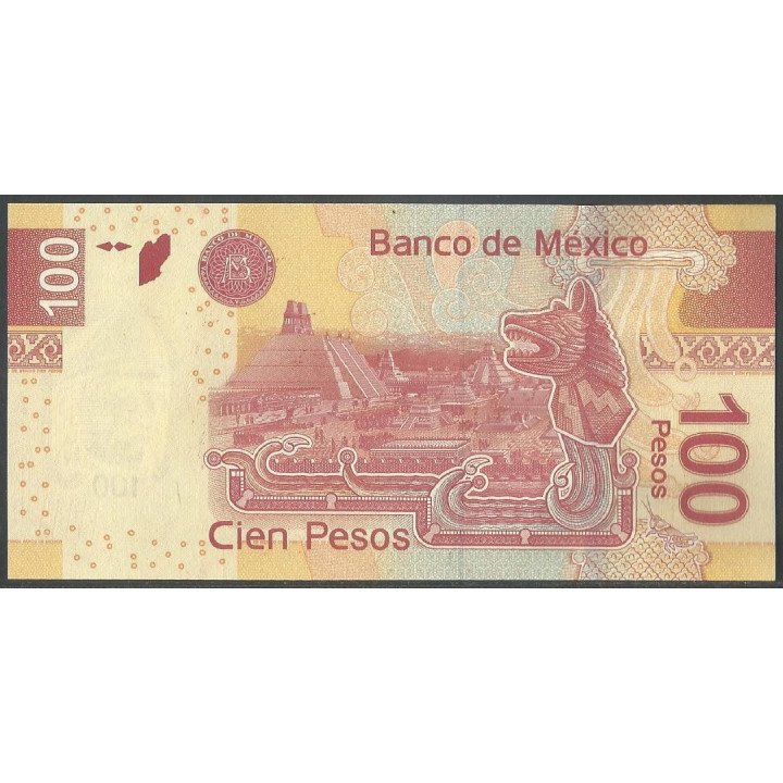 Mexico 100 Pesos 4 Abr 2014 Serie AN P124an reverso
