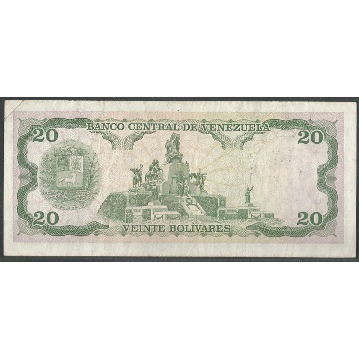 Venezuela 20 Bolivares 5 Jun 1995 A 8 Dig P63e reverso