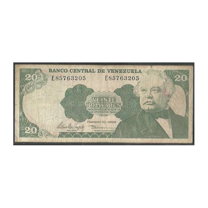 Venezuela 20 Bolivares 10 Feb 1998 E 8 Dig P63f