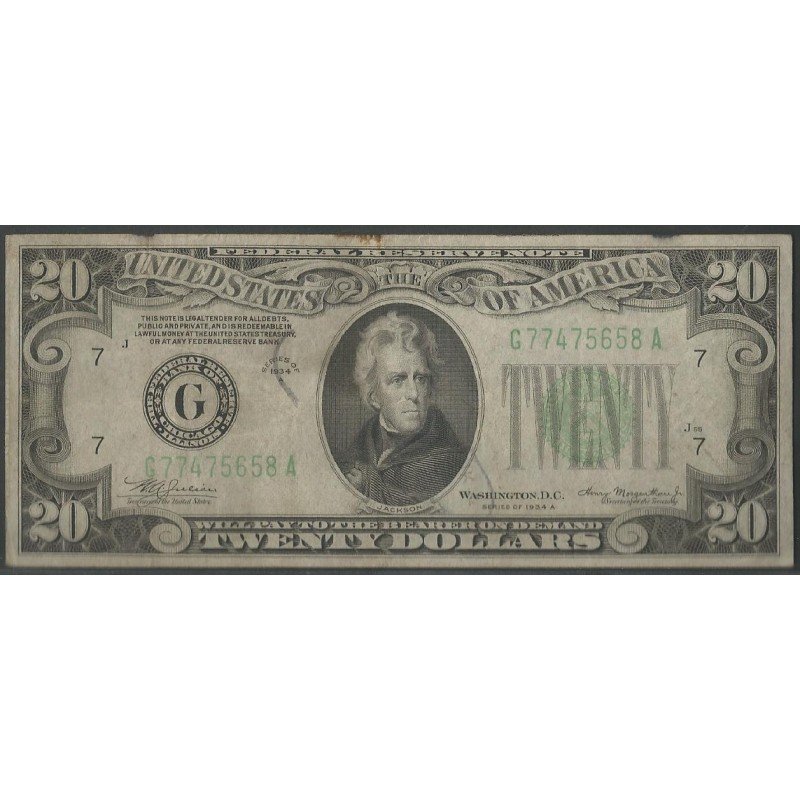 Estados Unidos, 20 Dollars 1934A G P431Da