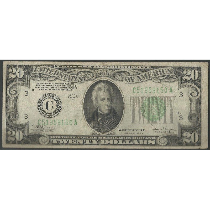 Estados Unidos, 20 Dollars 1934C C P431Dc
