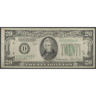 Estados Unidos, 20 Dollars 1934D D P431Dd