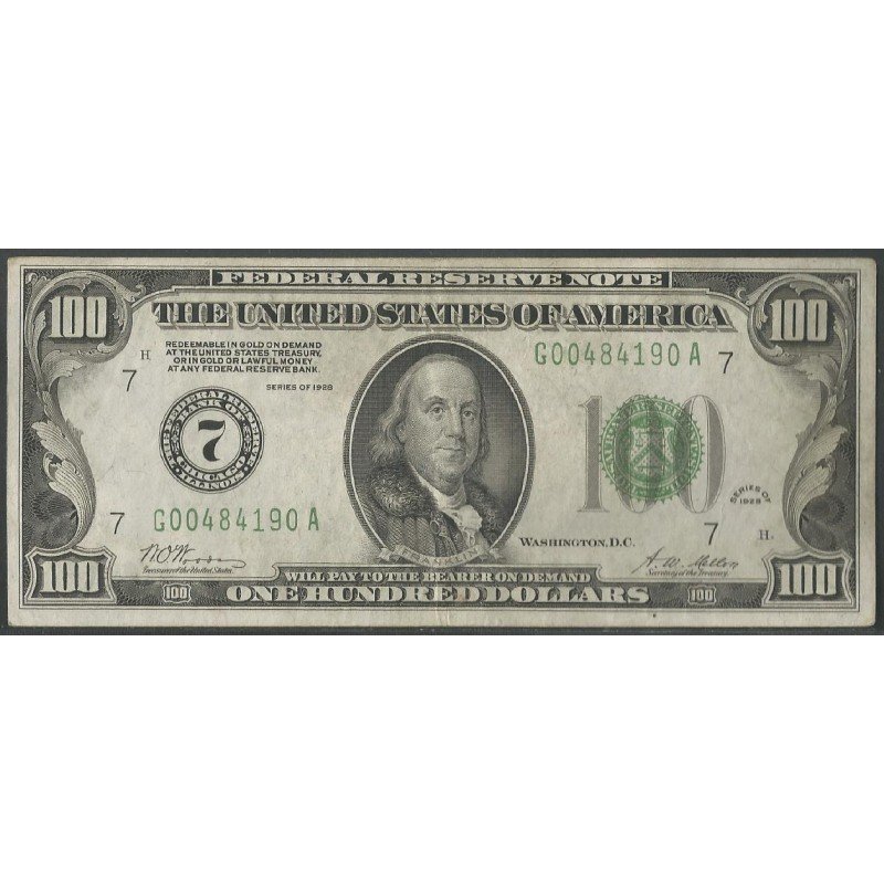 Estados Unidos, 100 Dollars 1928 7 P424a