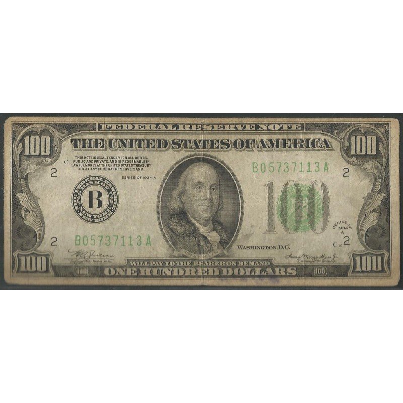 Estados Unidos, 100 Dollars 1934A B P433Da