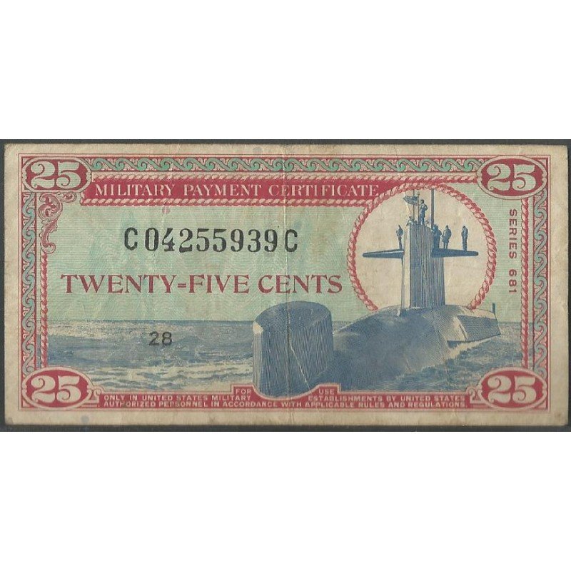 Estados Unidos - MPC, 25 Cents ND1969 PM77a