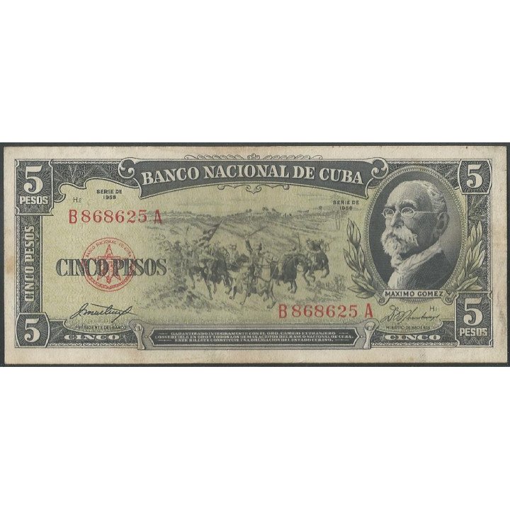 Cuba 5 Pesos 1958 P91a