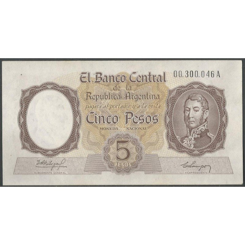 Argentina, 5 Pesos ND1960-62 Serie A P275a