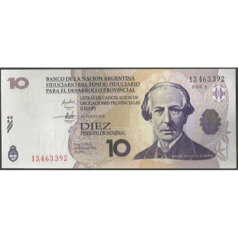Argentina - Lecop, 10 Pesos 30 Sep 2006